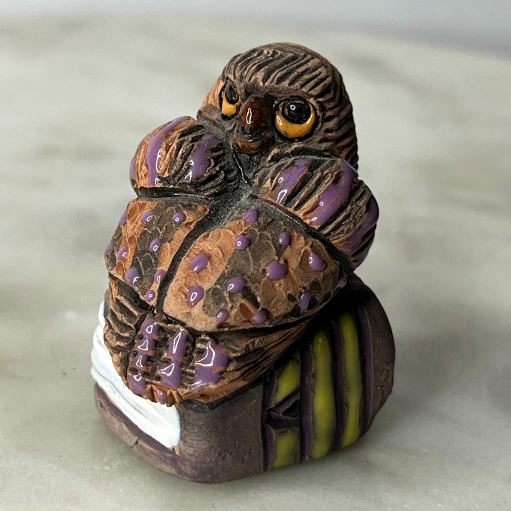 Casals Peru Owl Bird Figurine Handcrafted Terracotta Pottery Signed Folk Art‎ 2"